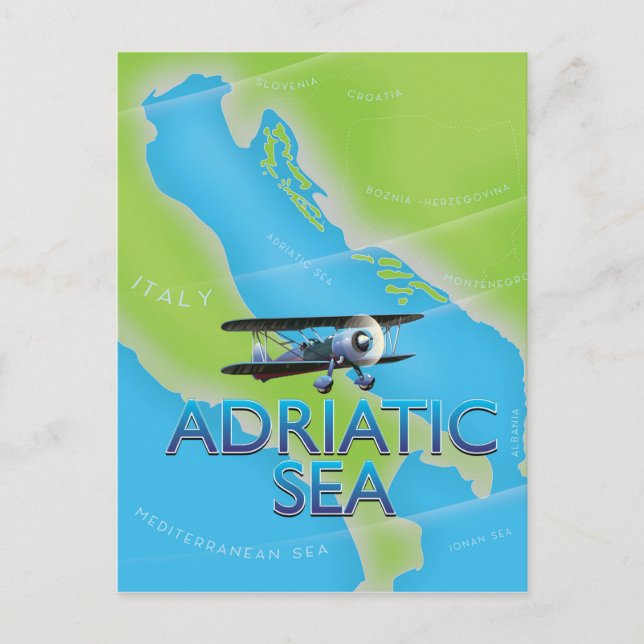 Postal Mapa de vuelo del Mar Adriático (Anverso)