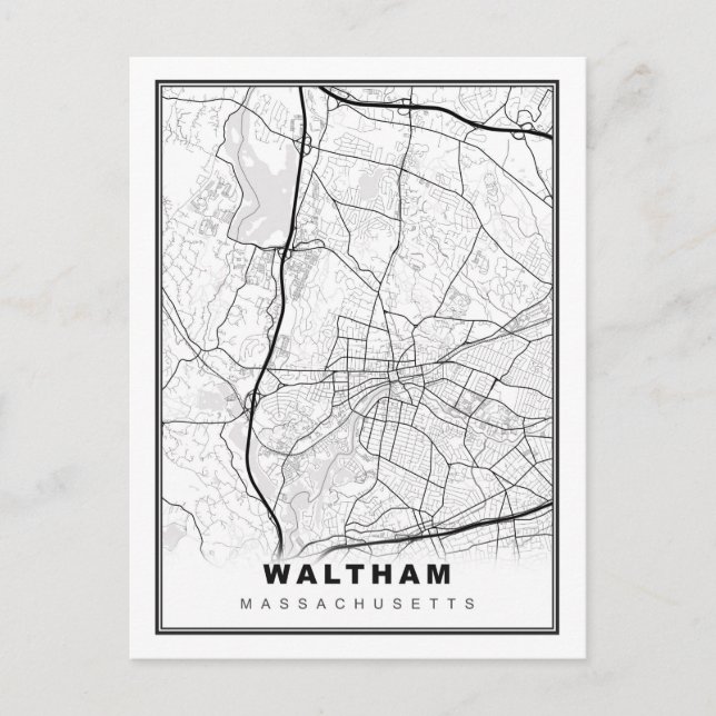 Postal Mapa de Waltham (Anverso)