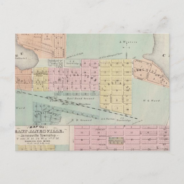 Postal Mapa de Waseca, Minnesota (Anverso)