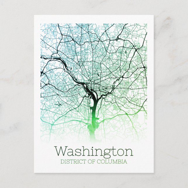 Postal Mapa de Washington DC City (Anverso)