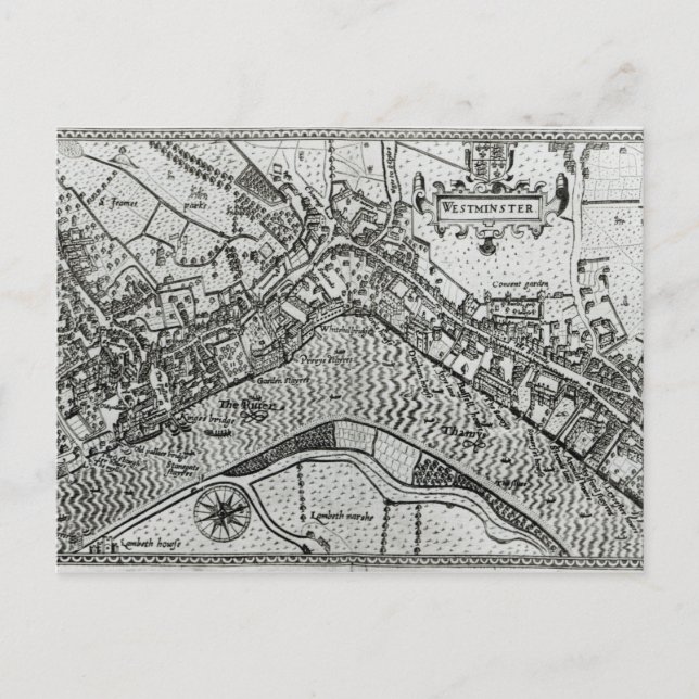 Postal Mapa de Westminster de 'Speculum Britannia' (Anverso)