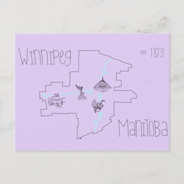 Postal Mapa de Winnipeg (Anverso)