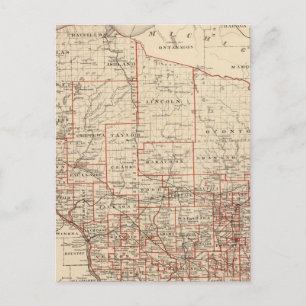 Postal Mapa de Wisconsin, que muestra los distritos de la