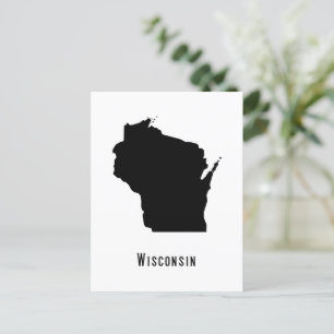 Postal Mapa de Wisconsin - Wisconsin moderno en blanco y 
