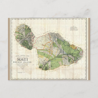 Postal Mapa De Witt Alexander de Maui, Hawaii, 1885