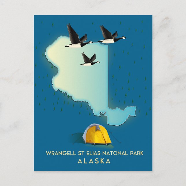 Postal Mapa de wrangell st elias Alaska (Anverso)