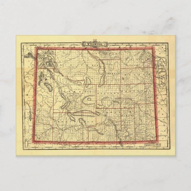 Postal Mapa de Wyoming de 1895 (Anverso)