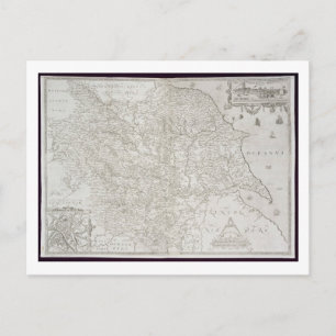 Postal Mapa de Yorkshire, grabado por William Web, public