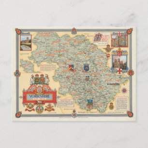 Postal Mapa de Yorkshire: West Riding