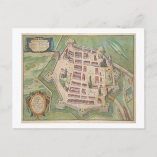 Postal Mapa de Zamosc, de 'Civitates Orbis Terrarum' por