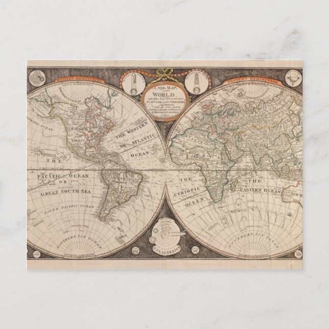 Postal Mapa del Antiguo Mundo de 1799 (Anverso)