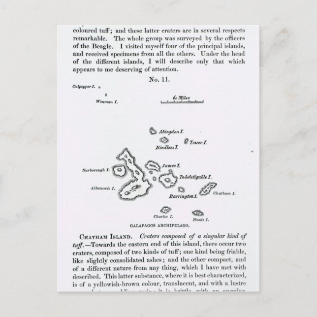 Postal Mapa del archipiélago de las Galápagos, 1844 (Anverso)