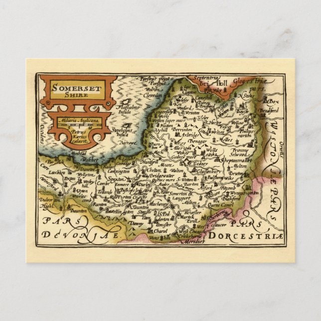 Postal Mapa del Atlas Anticuario del Condado de Somerset  (Anverso)