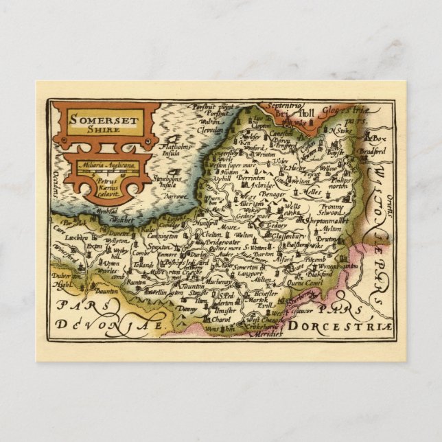 Postal Mapa del Atlas Anticuario del Condado de Somerset  (Anverso)