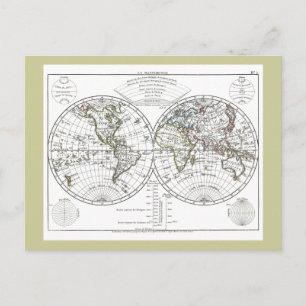 Postal Mapa del Atlas de 1806: La mappemonde por Eustache