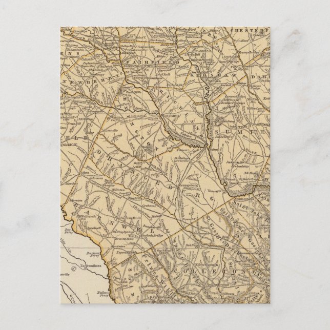 Postal Mapa del Atlas de Carolina del Sur (Anverso)