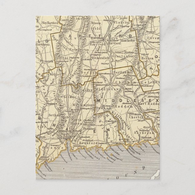 Postal Mapa del Atlas de Connecticut (Anverso)