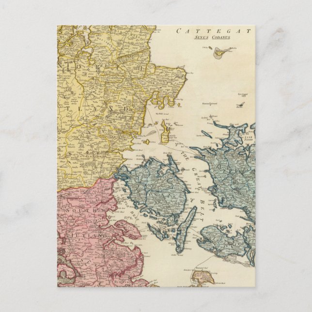 Postal Mapa del Atlas de Dinamarca (Anverso)