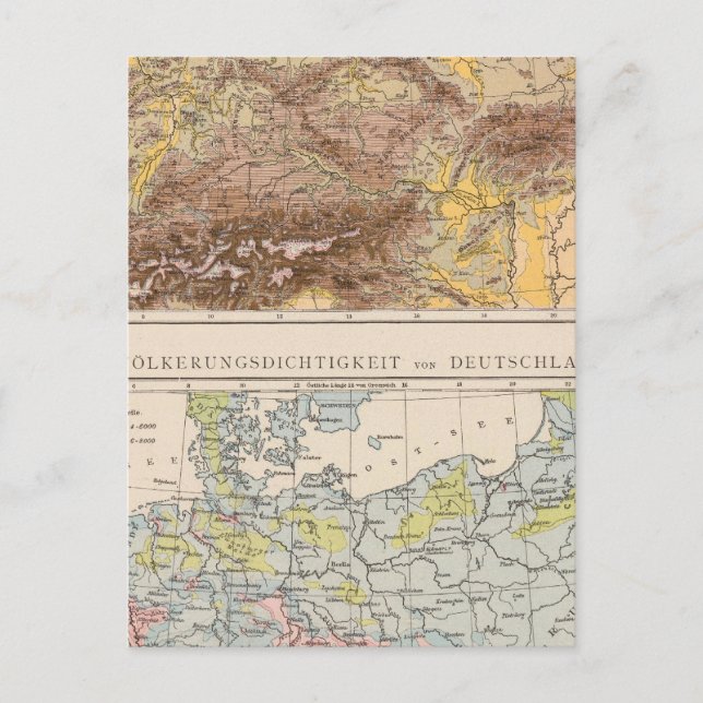 Postal Mapa del Atlas de Europa Central (Anverso)