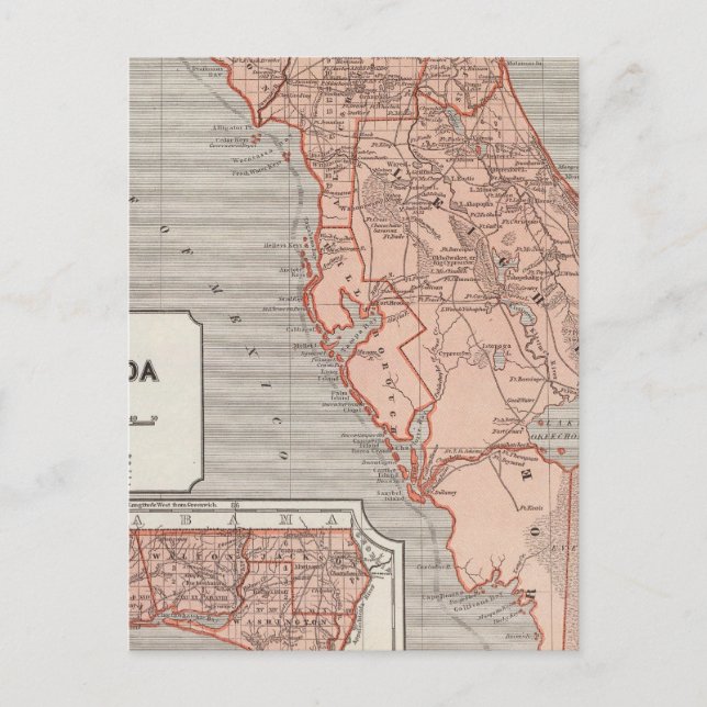 Postal Mapa del Atlas de Florida (Anverso)