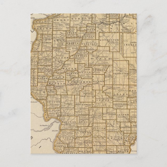 Postal Mapa del Atlas de Illinois (Anverso)