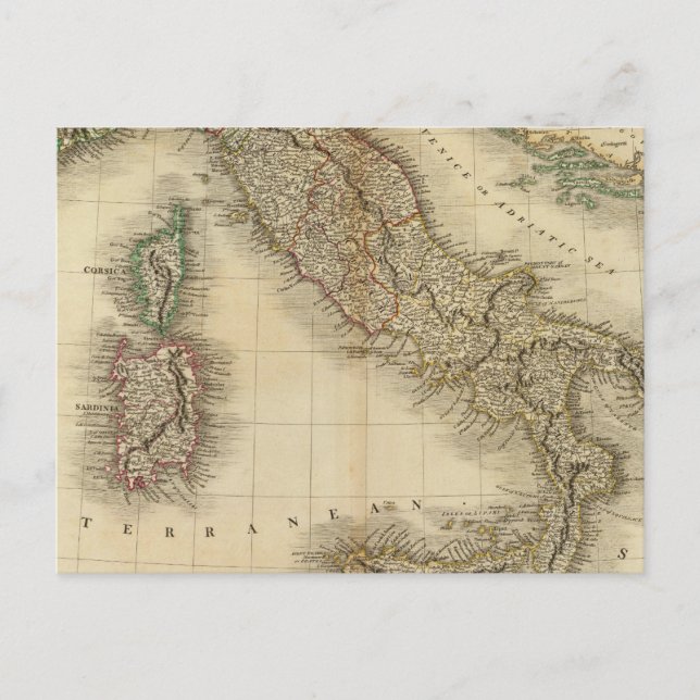 Postal Mapa del Atlas de Italia (Anverso)