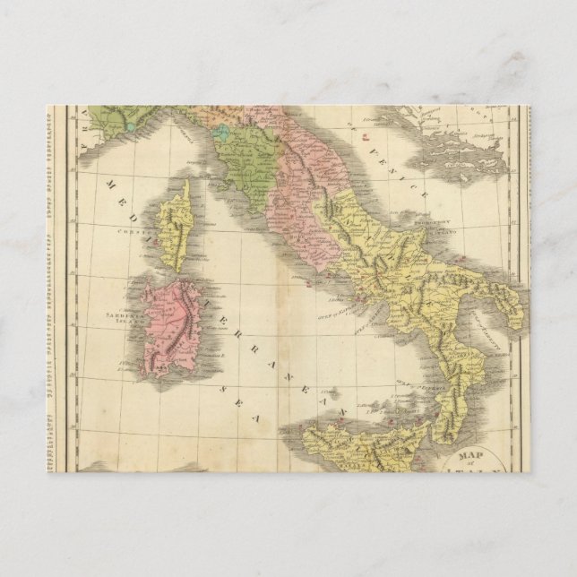 Postal Mapa del Atlas de la Chonología de Italia (Anverso)