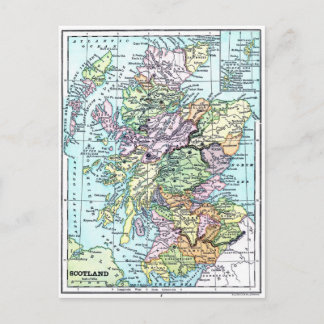 Postal Mapa del Atlas de la Vintage - Escocia