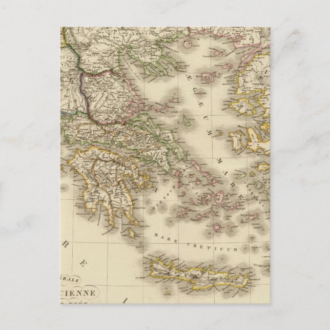 Postal Mapa del atlas de París, Grecia histórica (Anverso)