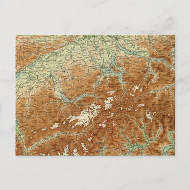 Postal Mapa del Atlas de Suiza (Anverso)