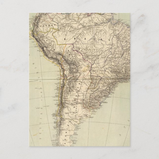 Postal Mapa del Atlas Sudamérica (Anverso)