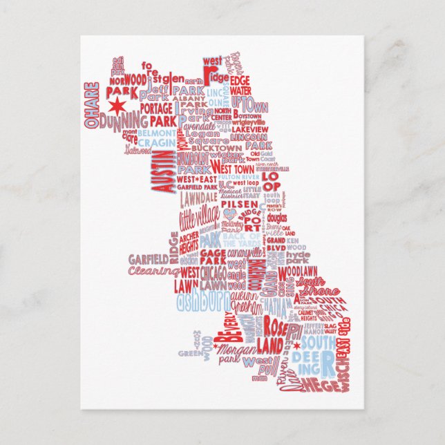 Postal Mapa del Barrio de Chicago (Anverso)