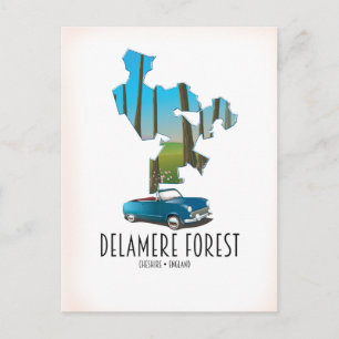 Postal Mapa del bosque de Delamere Cheshire Inglaterra