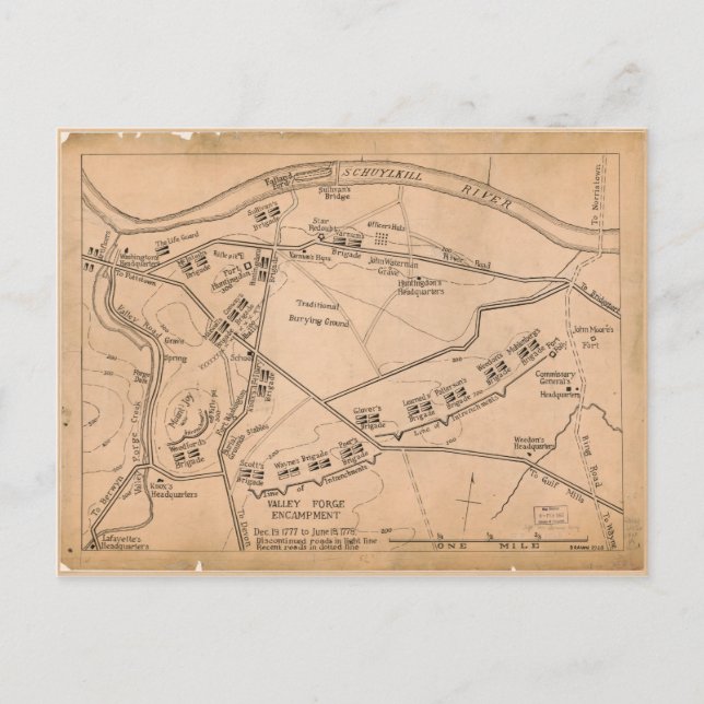 Postal Mapa del Campamento de Valley Forge (Dic. 1777-Jun (Anverso)