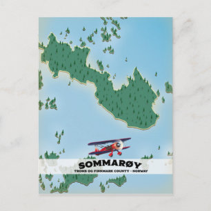 Postal Mapa del cartel de viaje de Sommarøy Noruega