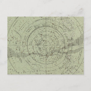 Postal Mapa del centro del cielo sureño