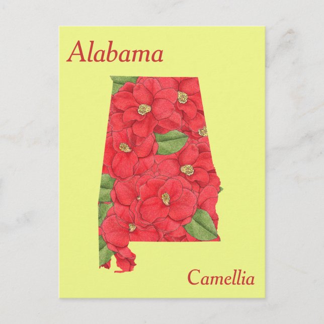 Postal Mapa del Collage de Flores del estado de Alabama (Anverso)