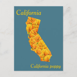 Postal Mapa del Collage de Flores del Estado de Californi