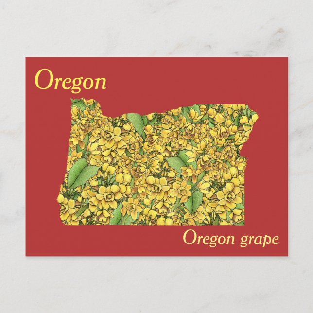 Postal Mapa del Collage de Flores del Estado de Oregon (Anverso)