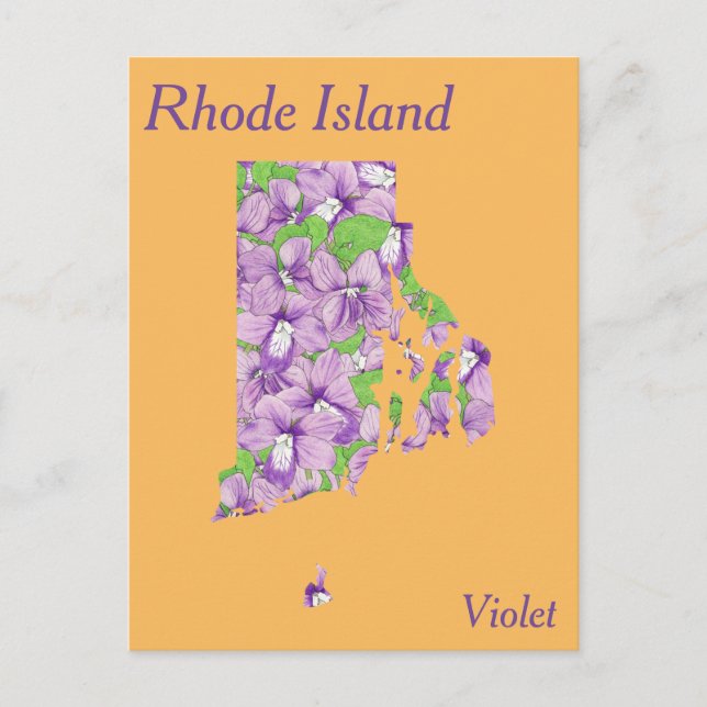 Postal Mapa del Collage de Flores del Estado de Rhode Isl (Anverso)