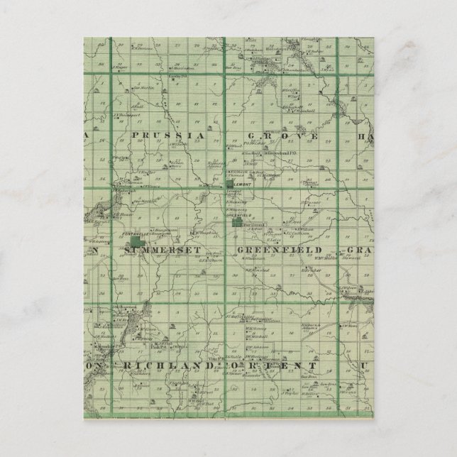 Postal Mapa del condado de Adair, estado de Iowa (Anverso)