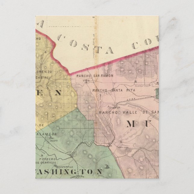 Postal Mapa del condado de Alameda (Anverso)