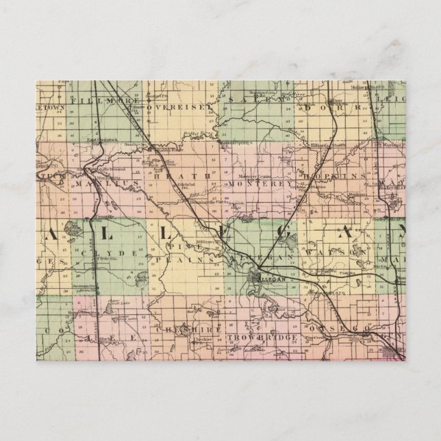 Postal Mapa del condado de Allegan, Michigan (Anverso)