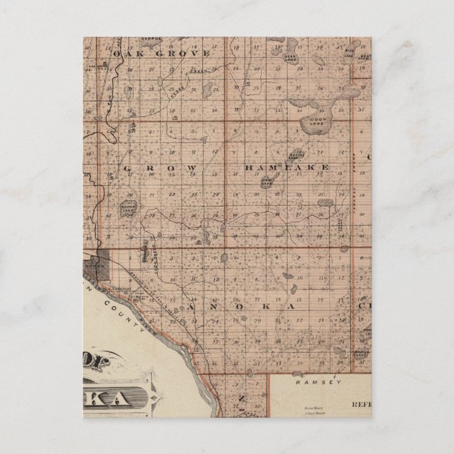 Postal Mapa del condado de Anoka, Minnesota (Anverso)