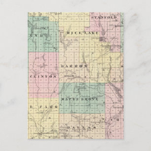 Postal Mapa del condado de Barron, estado de Wisconsin