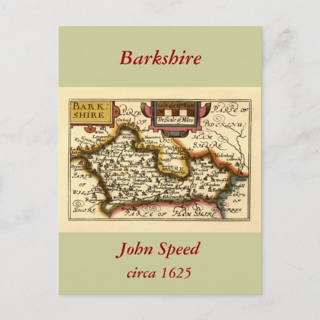 Postal Mapa del condado de Berkshire, Inglaterra (Anverso)