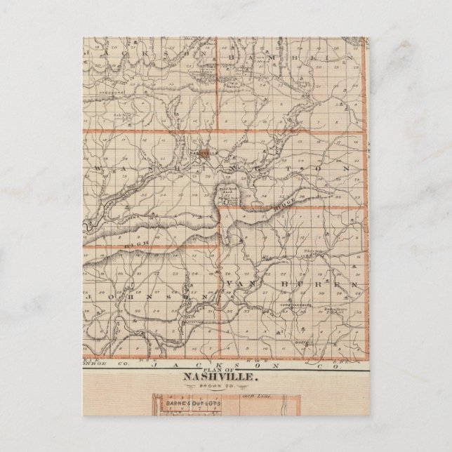 Postal Mapa del condado de Brown con el Plan de Nashville (Anverso)