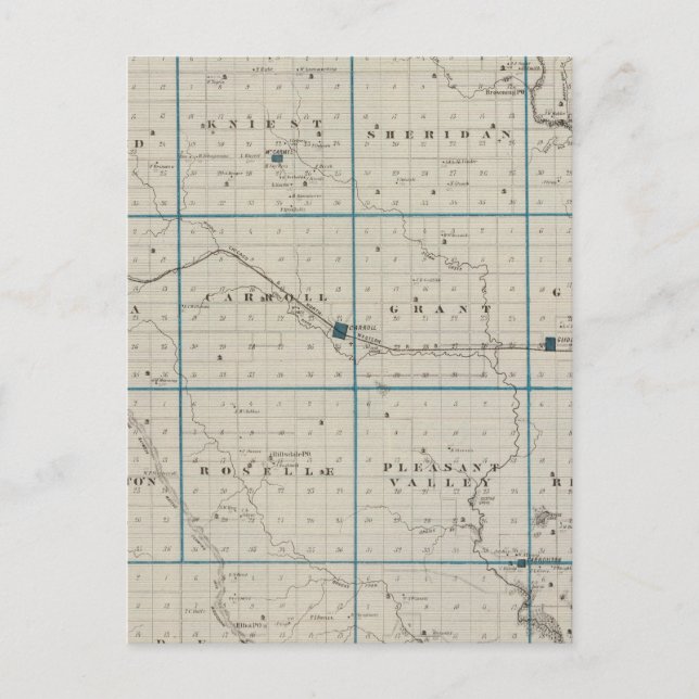 Postal Mapa del condado de Carroll, estado de Iowa (Anverso)