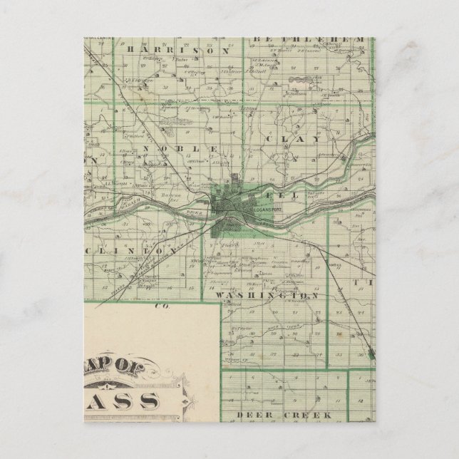 Postal Mapa del condado de Cass (Anverso)