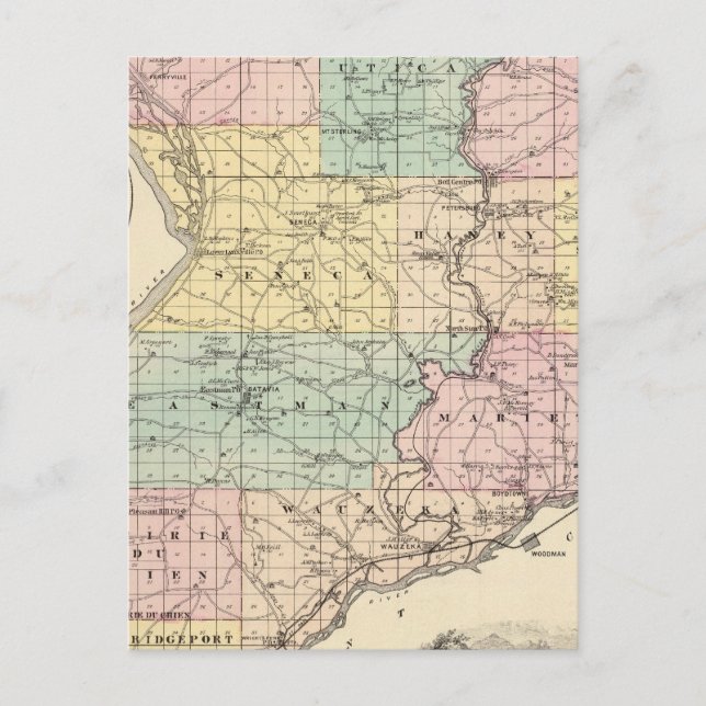 Postal Mapa del condado de Crawford, estado de Wisconsin (Anverso)